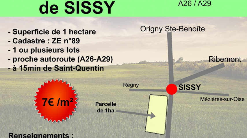1 hectare de terrain a sissy 15mn de st quentin à reprendre - Saint-Quentin (02)